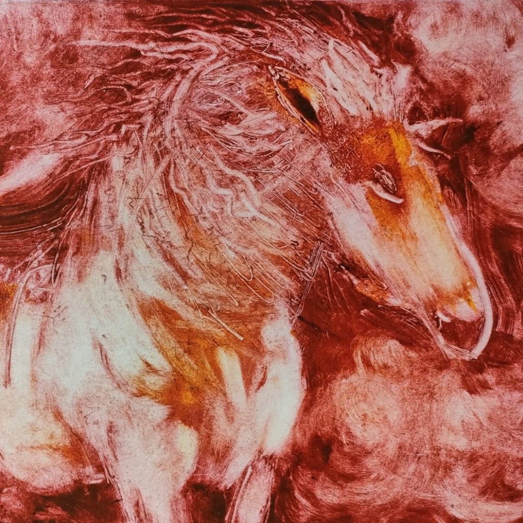 Ejemplo de collagraph con materiales reciclados