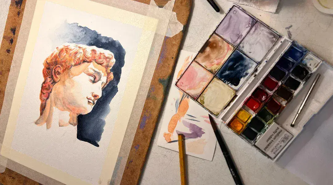 Hermosa ilustración de un loro con colores vibrantes para la escuela de arte El Visor en Barcelona.